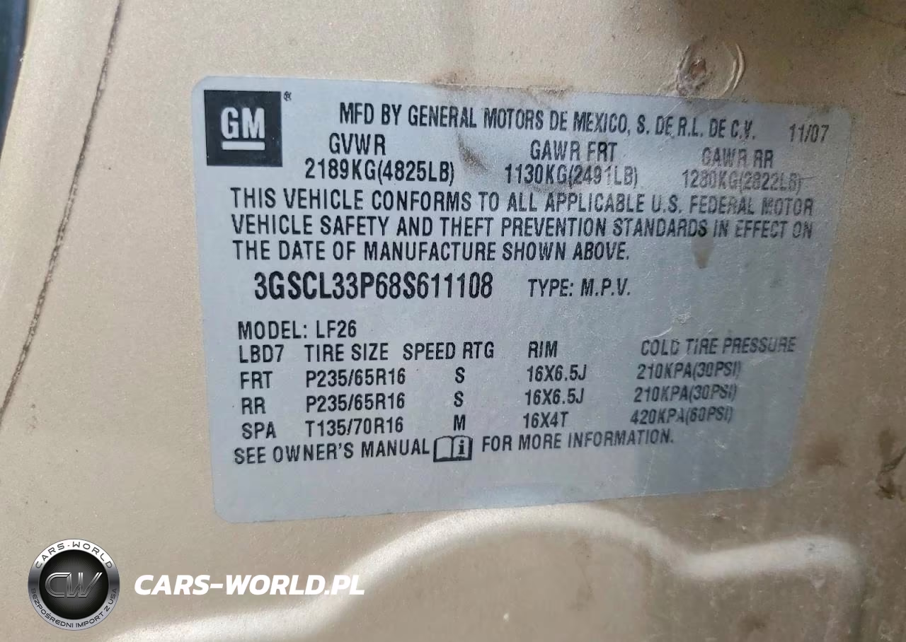 2008 Saturn Vue Xe VIN:3GSCL33P68S611108 - 13