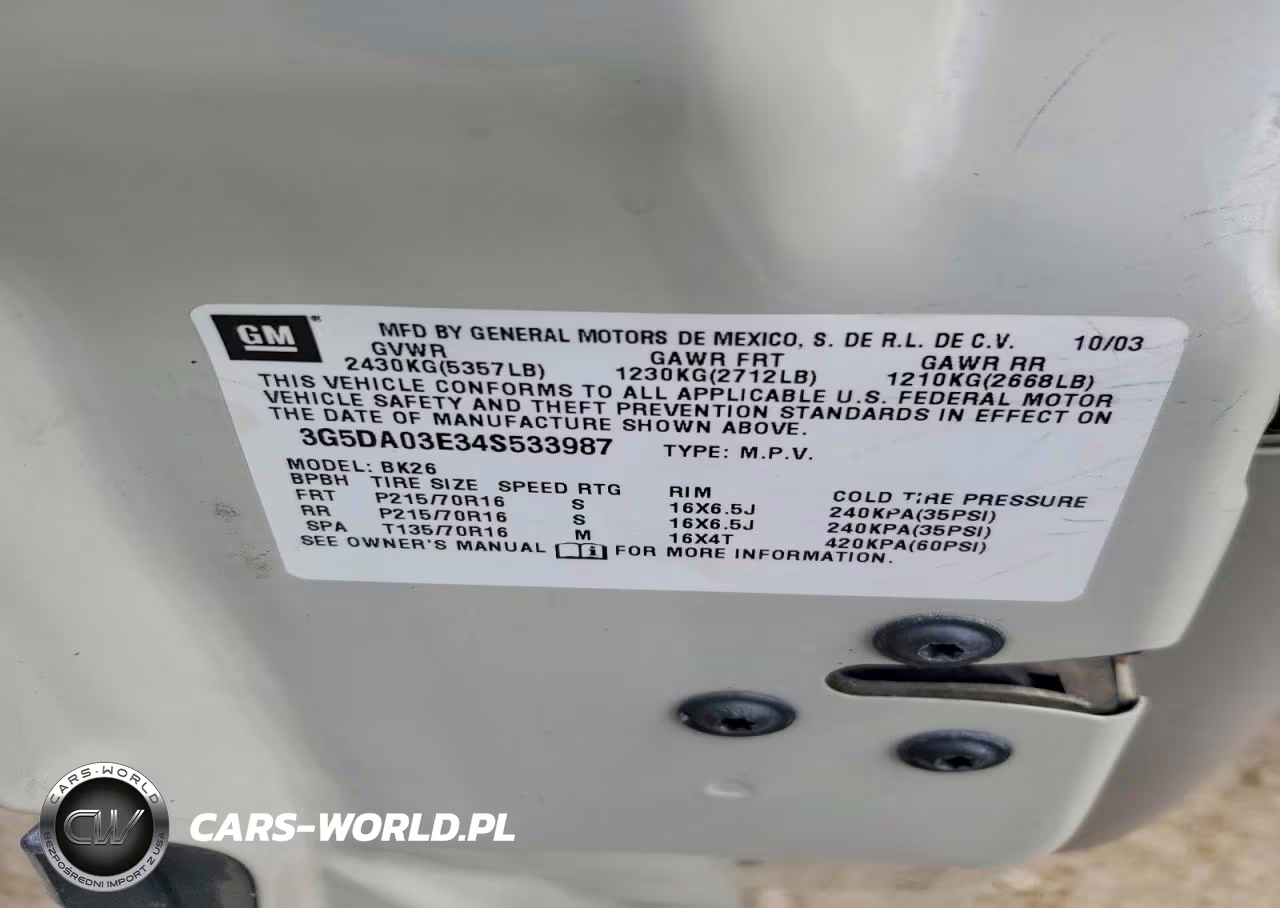 2004 Buick Rendezvous Cx VIN:3G5DA03E34S533987 - 13