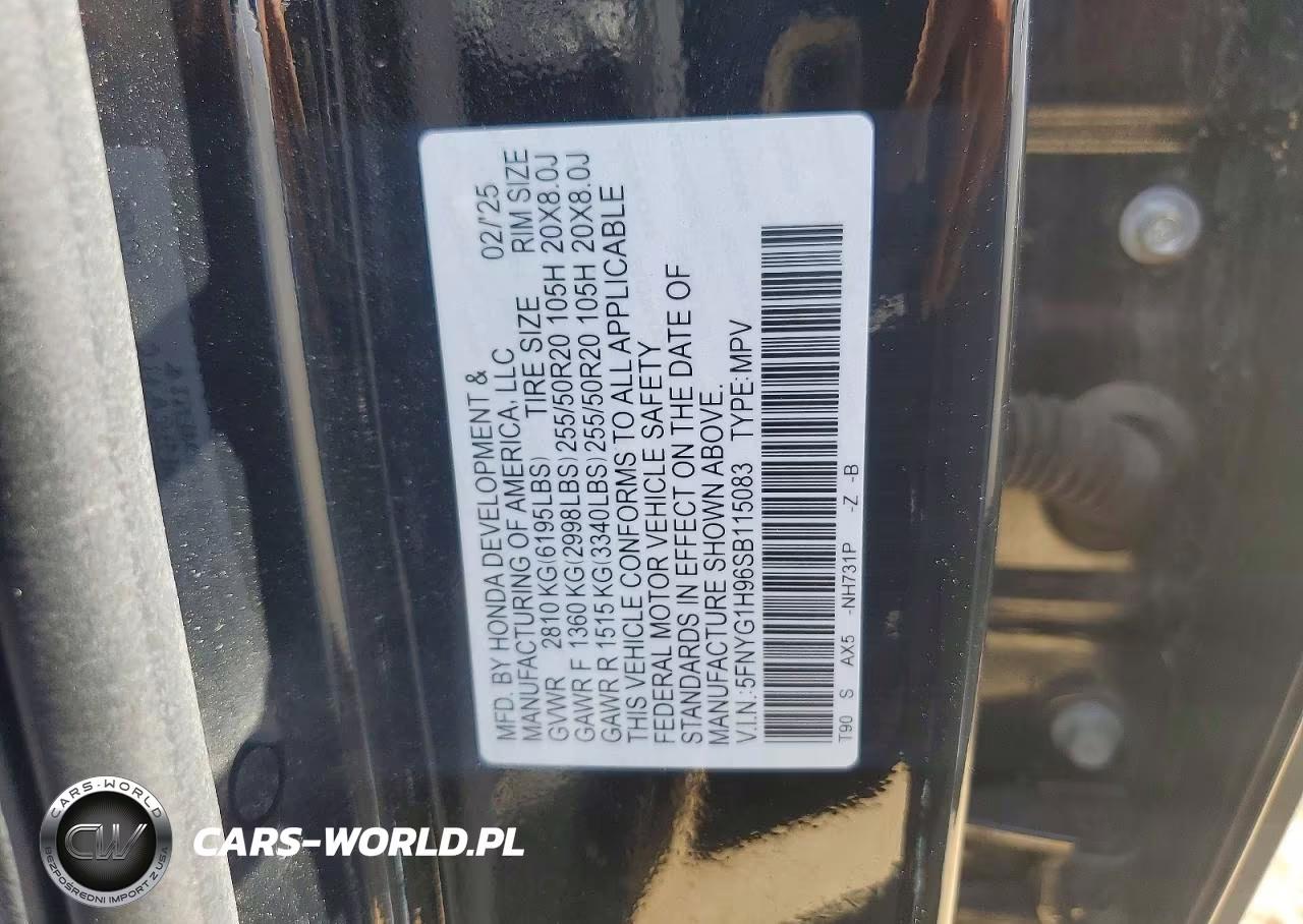 2025 Honda Pilot Black VIN:5FNYG1H96SB115083 - 13