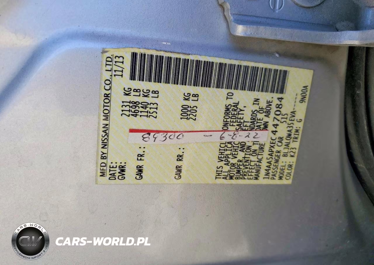 2014 Nissan Maxima 3.5 S VIN:1N4AA5APXEC447084 - 12