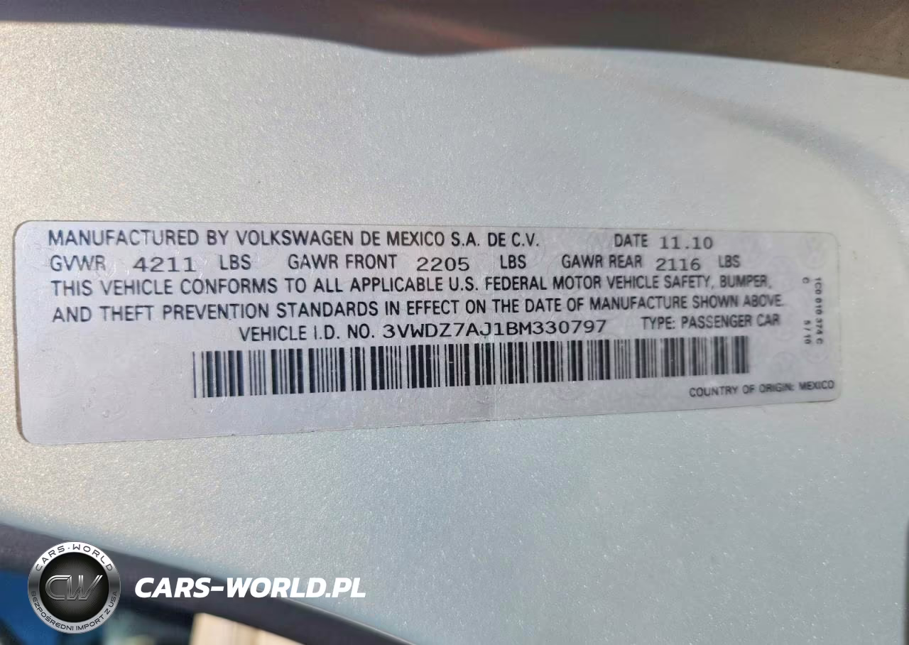 2011 Volkswagen Jetta Se VIN:3VWDZ7AJ1BM330797 - 12