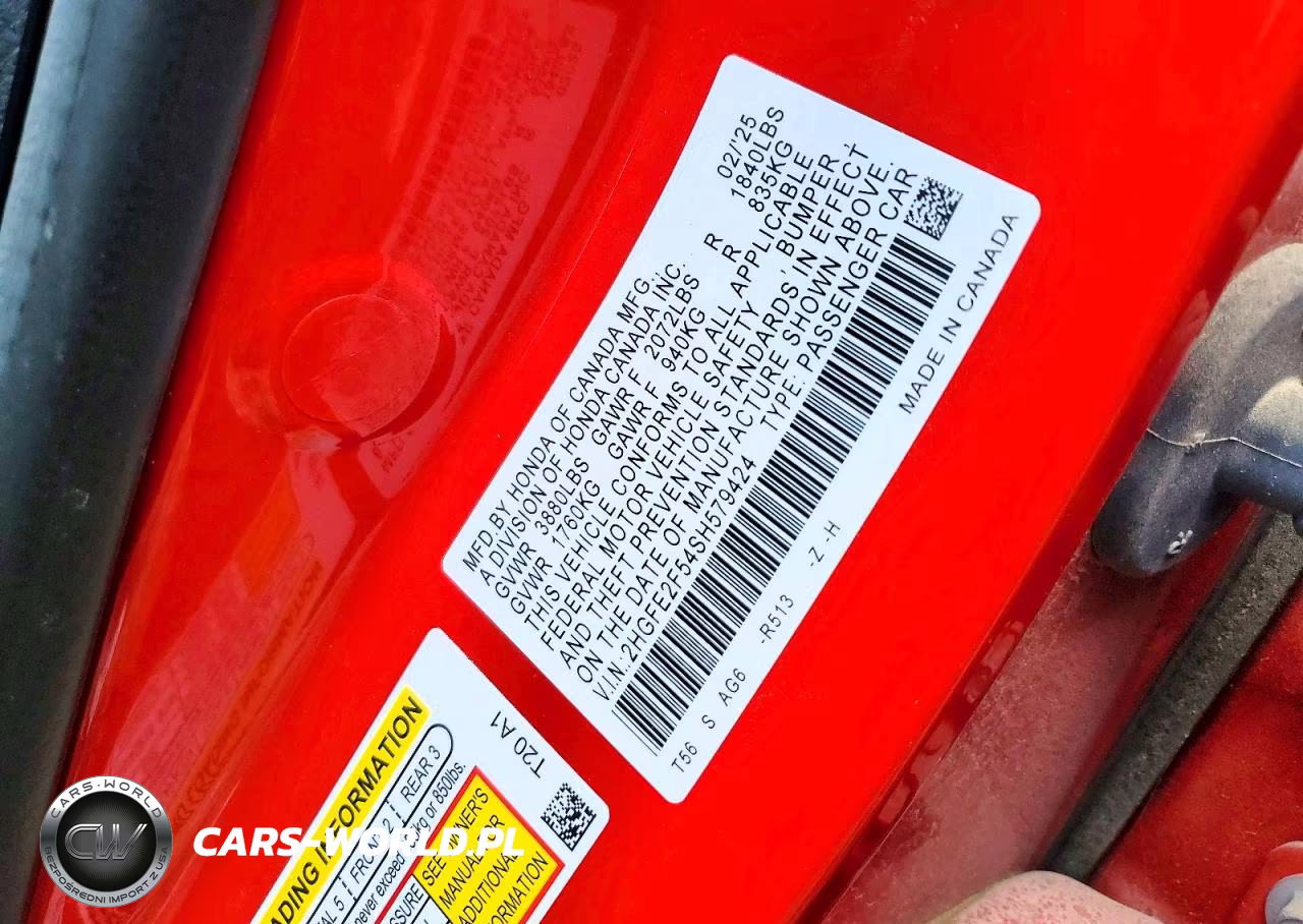 2025 Honda Civic Sport VIN:2HGFE2F54SH579424 - 13