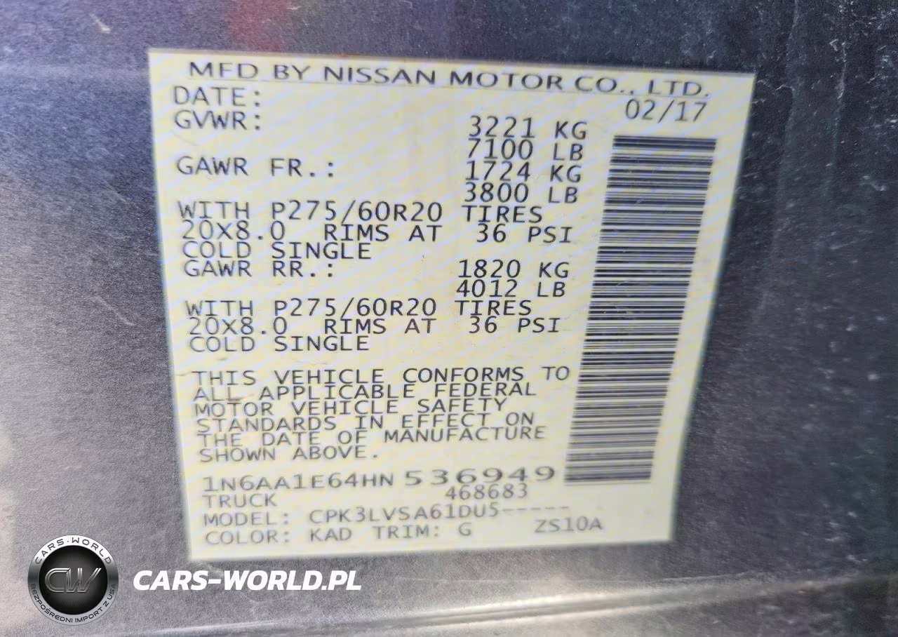 2017 Nissan Titan Sl VIN:1N6AA1E64HN536949 - 12