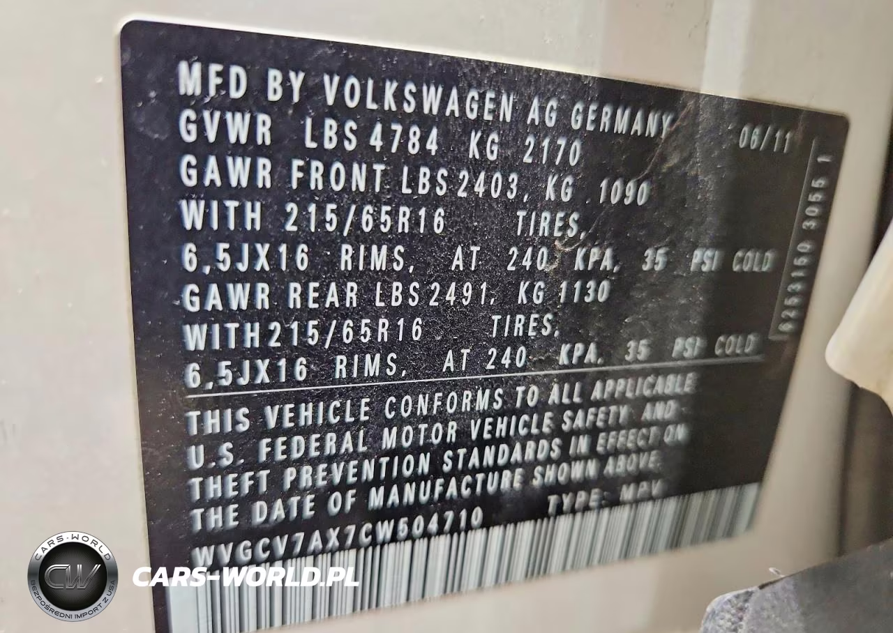 2012 Volkswagen Tiguan S VIN:WVGCV7AX7CW504710 - 13