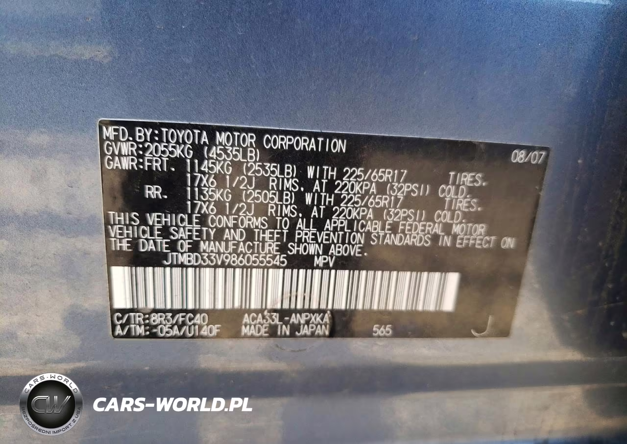 2008 Toyota Rav4 Base VIN:JTMBD33V986055545 - 13