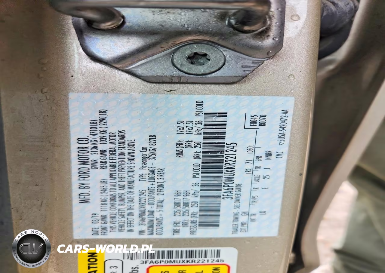 2019 Ford Fusion Sel VIN:3FA6P0MUXKR221245 - 12