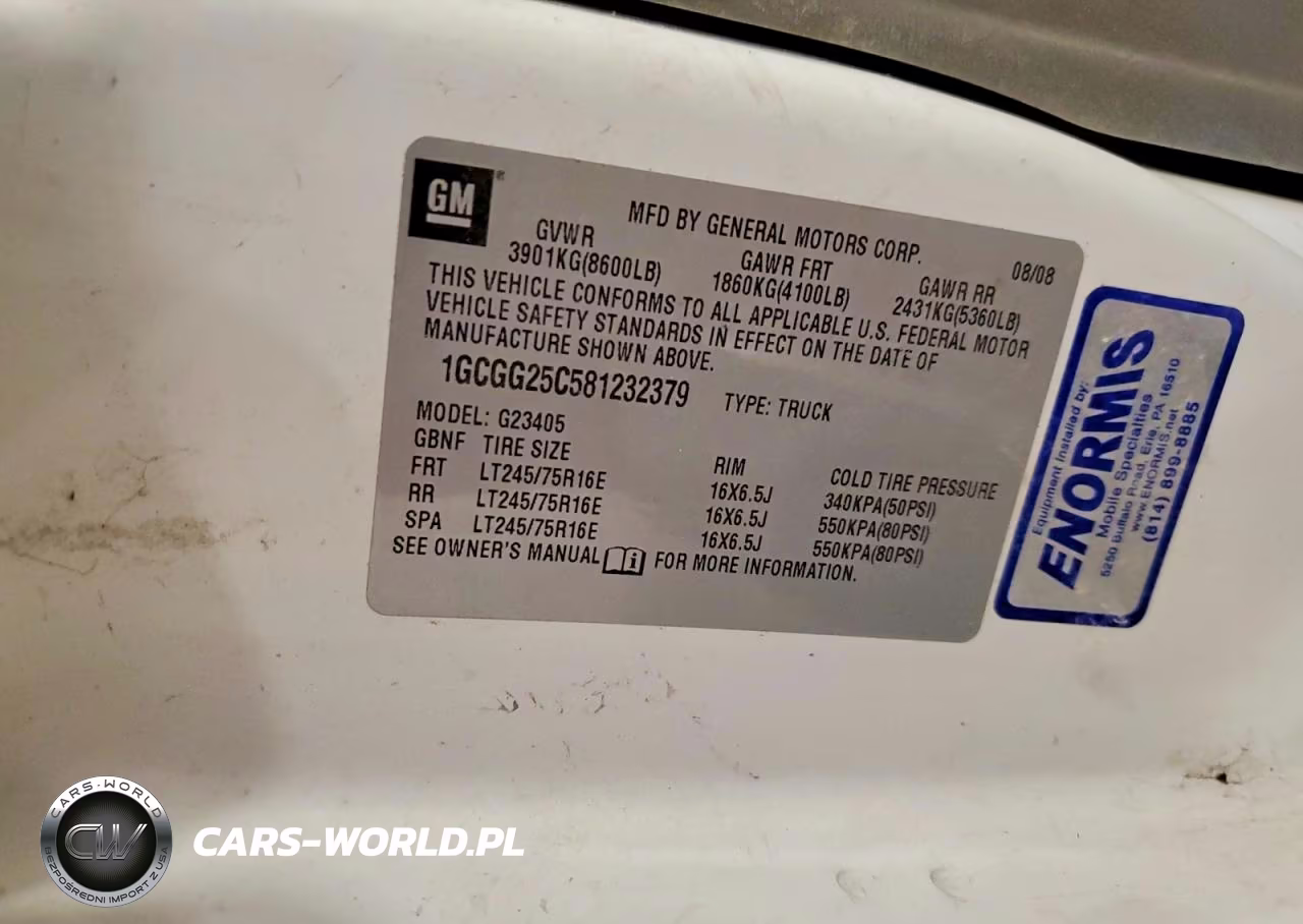 2008 Chevrolet Express 2500 Delivery Van VIN:1GCGG25C581232379 - 14