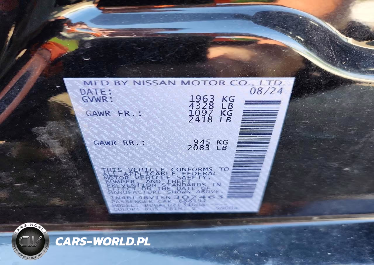 2025 Nissan Altima S VIN:1N4BL4BV1SN307463 - 12