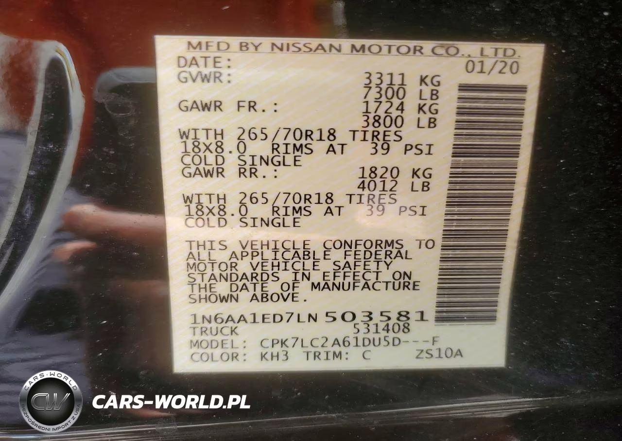 2020 Nissan Titan Sv VIN:1N6AA1ED7LN503581 - 12