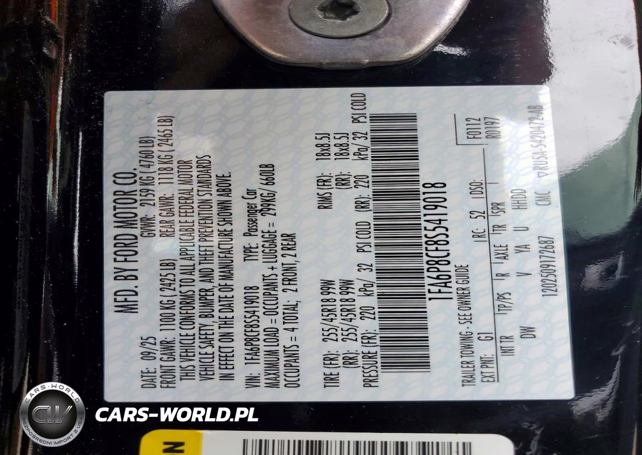 2025 Ford Mustang Gt VIN:1FA6P8CF8S5419018 - 14