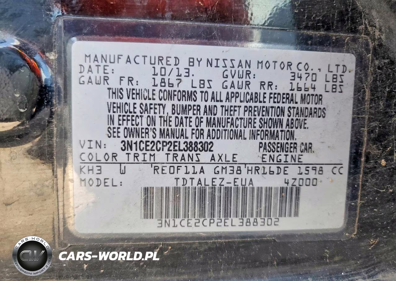 2014 Nissan Versa Note Sv VIN:3N1CE2CP2EL388302 - 13