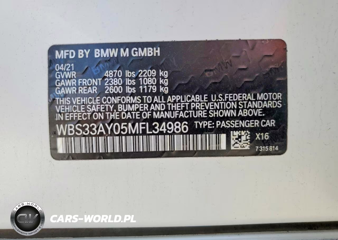 2021 BMW M3 Competition VIN:WBS33AY05MFL34986 - 13