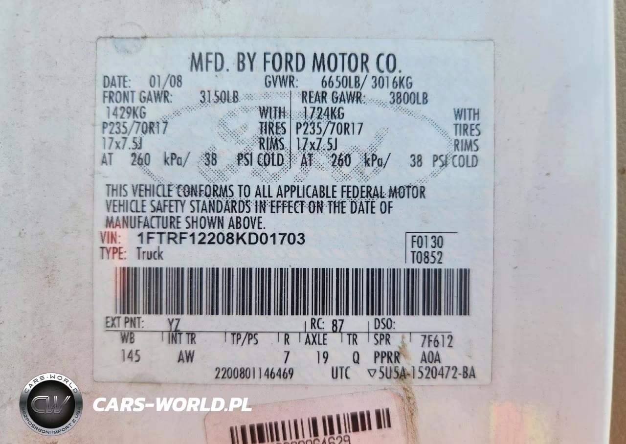 2008 Ford F150 VIN:1FTRF12208KD01703 - 12