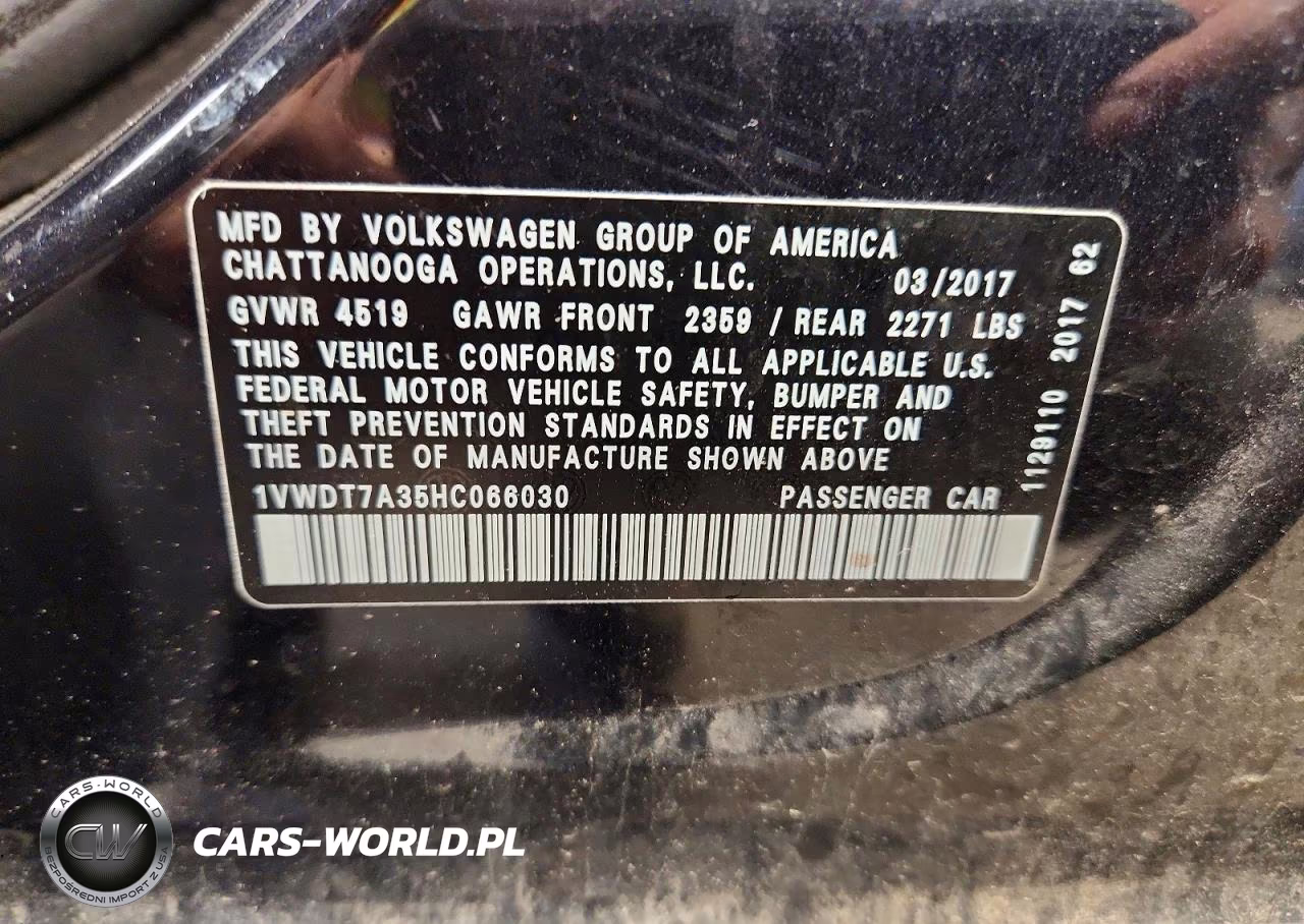 2017 Volkswagen Passat R-Line VIN:1VWDT7A35HC066030 - 13