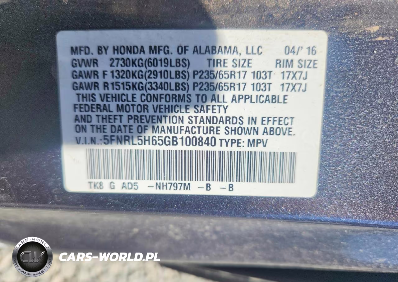 2016 Honda Odyssey Exl VIN:5FNRL5H65GB100840 - 13