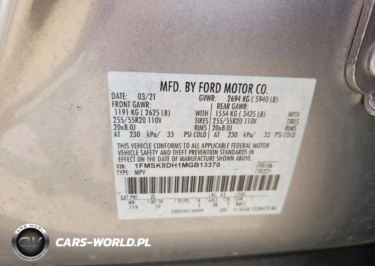2021 Ford Explorer Xlt VIN:1FMSK8DH1MGB13370 - 13