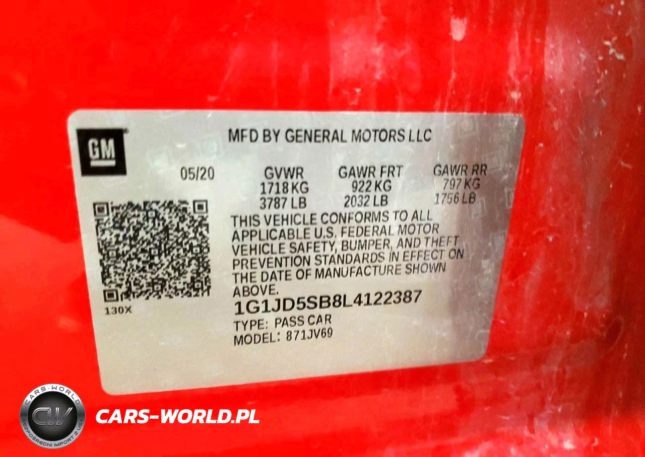 2020 Chevrolet Sonic Lt VIN:1G1JD5SB8L4122387 - 13