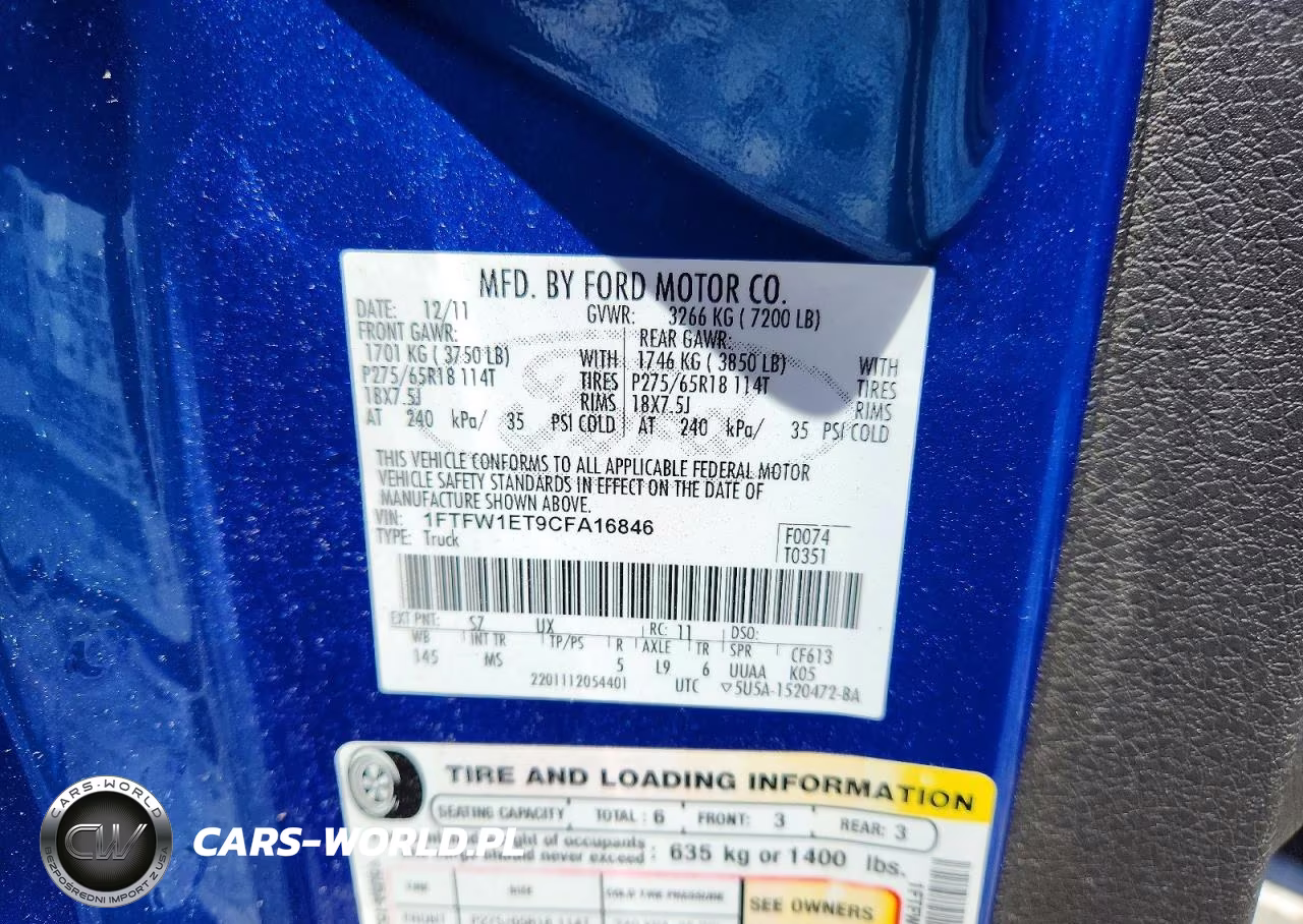 2012 Ford F150 Supercrew VIN:1FTFW1ET9CFA16846 - 12