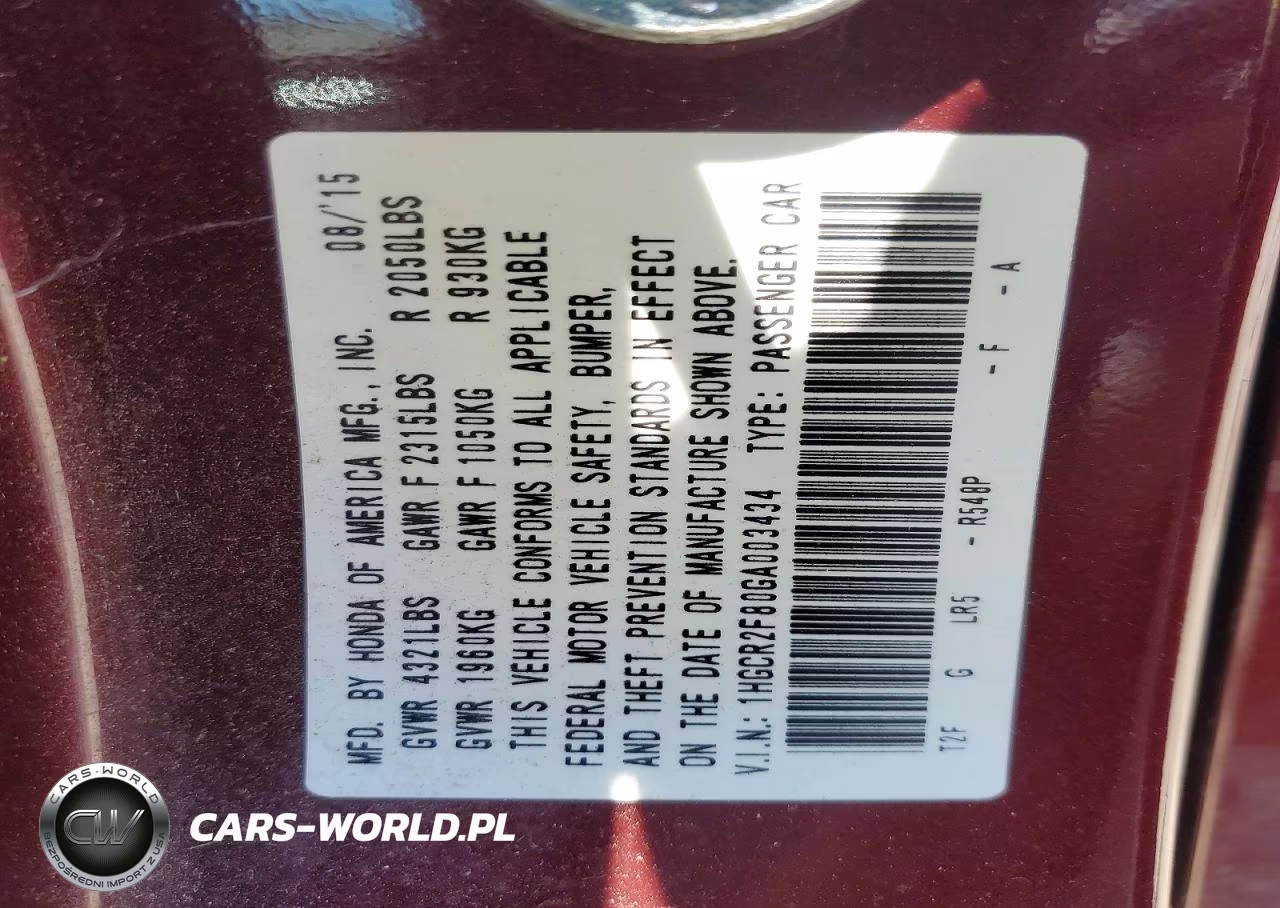 2016 Honda Accord Exl VIN:1HGCR2F80GA003434 - 12