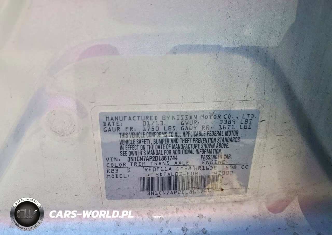 2013 Nissan Versa 1.6 S VIN:3N1CN7AP2DL861744 - 13