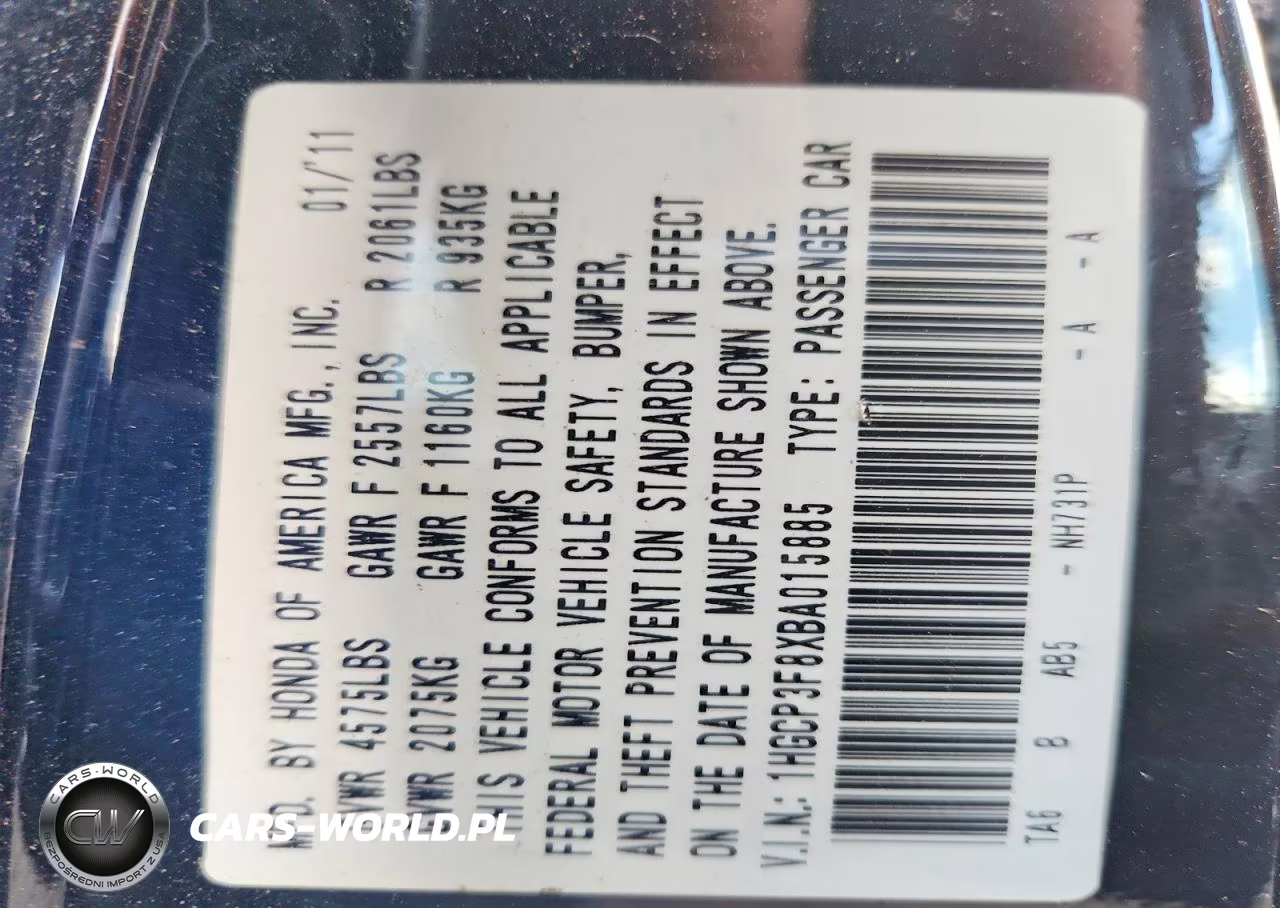 2011 Honda Accord Exl VIN:1HGCP3F8XBA015885 - 12