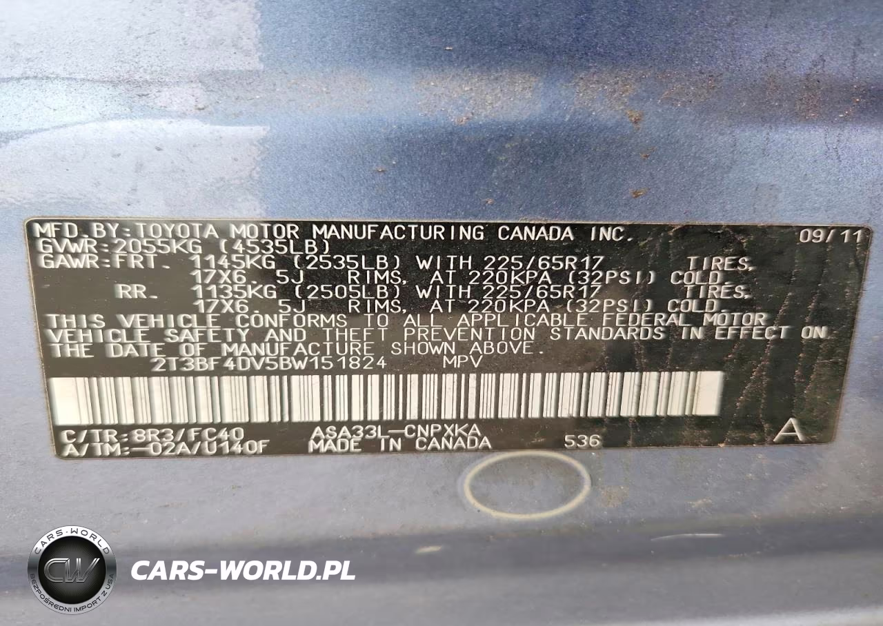 2011 Toyota Rav4 Base VIN:2T3BF4DV5BW151824 - 13