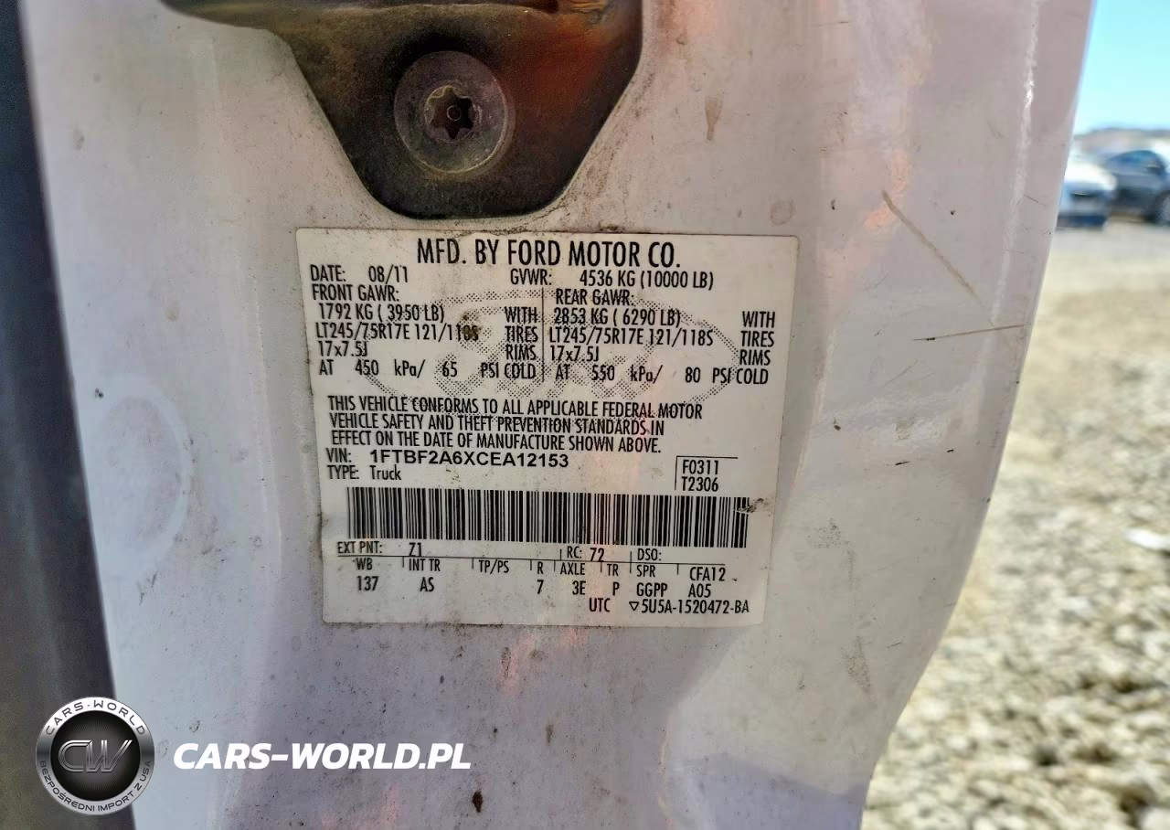 2012 Ford F250 Super Duty VIN:1FTBF2A6XCEA12153 - 13