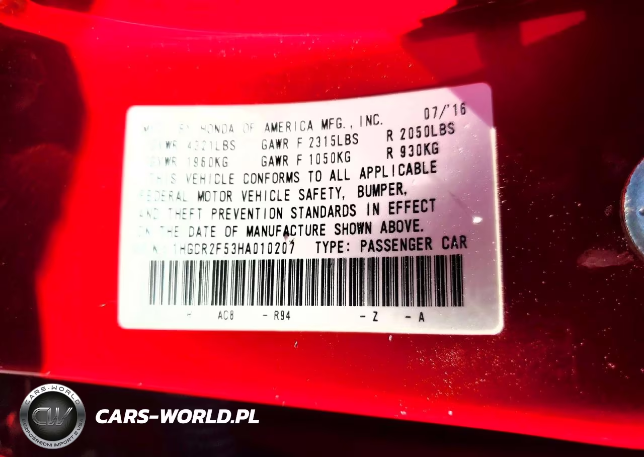 2017 Honda Accord Sport VIN:1HGCR2F53HA010207 - 12