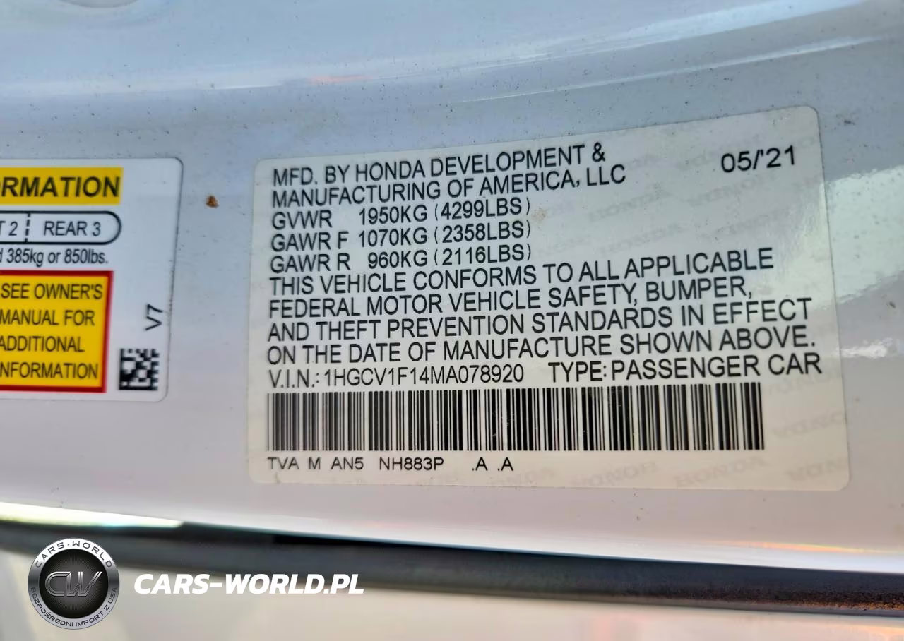 2021 Honda Accord Lx VIN:1HGCV1F14MA078920 - 12