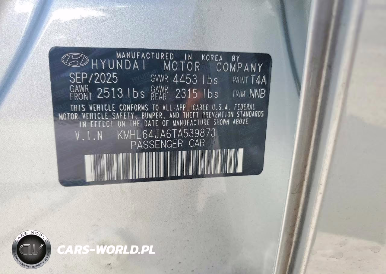 2026 GMC Sonata Sel Sport VIN:KMHL64JA6TA539873 - 12