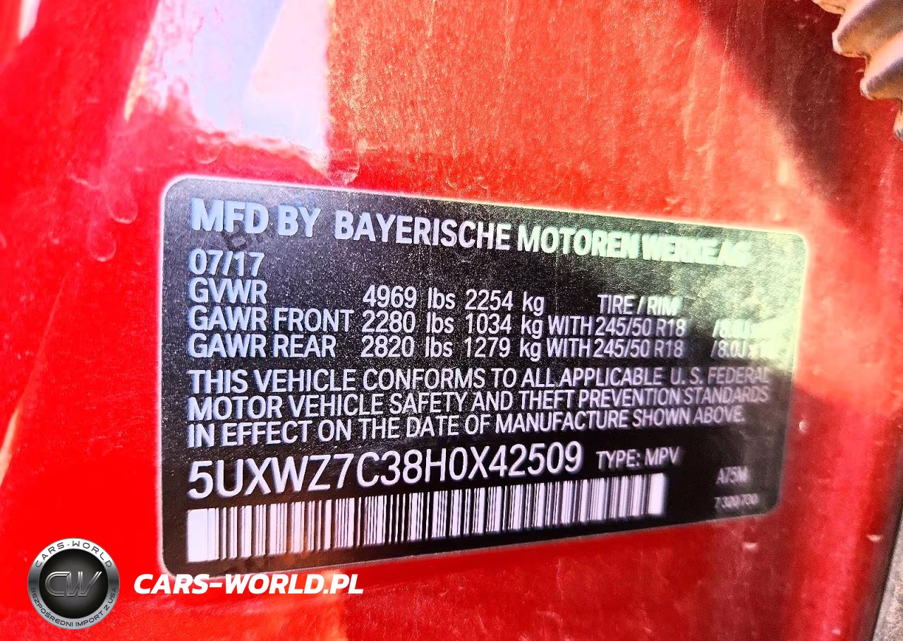 2017 BMW X3 Sdrive28I VIN:5UXWZ7C38H0X42509 - 12