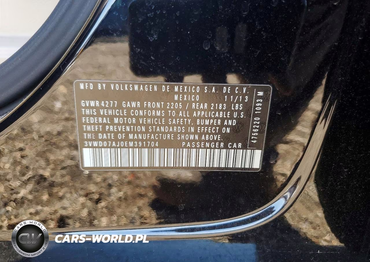 2014 Volkswagen Jetta Se VIN:3VWD07AJ0EM391704 - 12