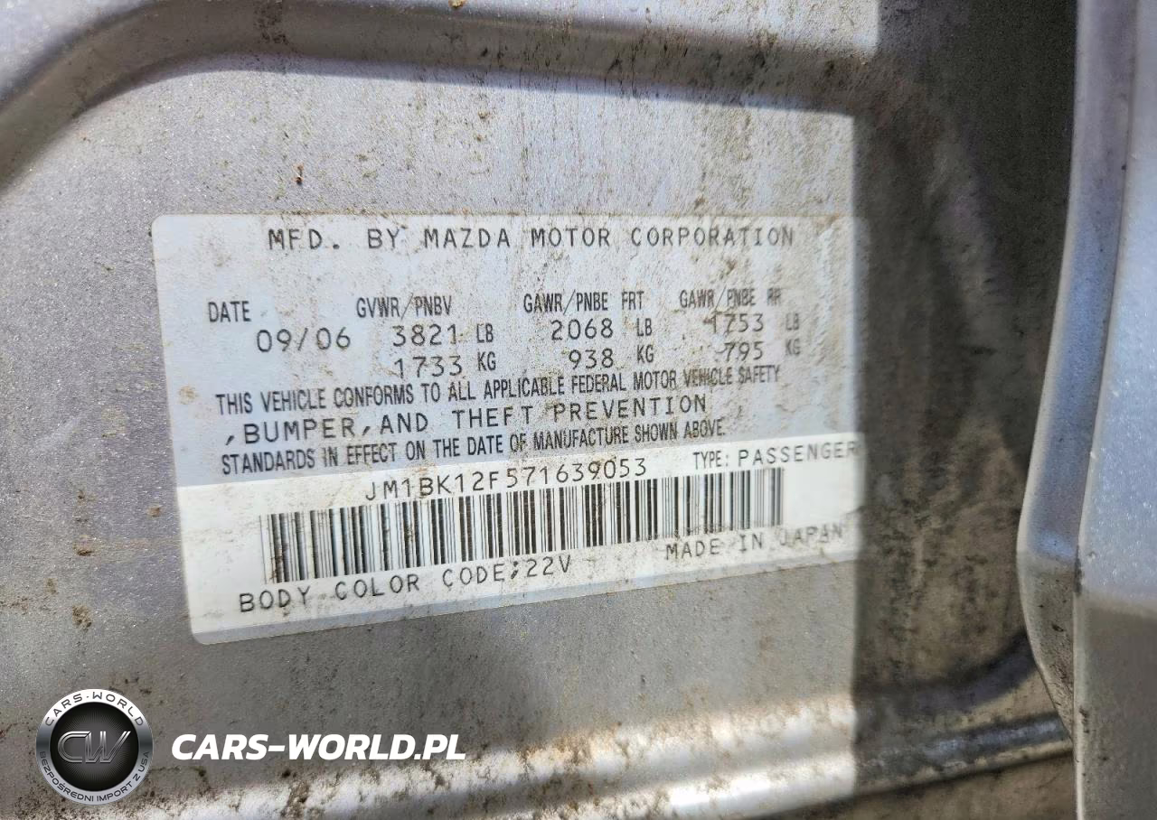 2007 Mazda Mazda3 VIN:JM1BK12F571639053 - 12
