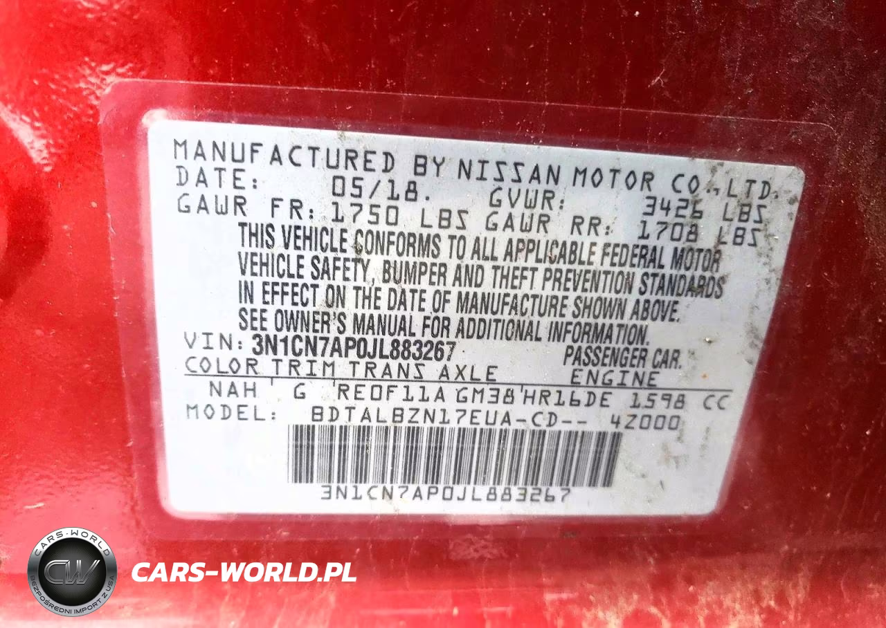 2018 Nissan Versa Sv VIN:3N1CN7AP0JL883267 - 12