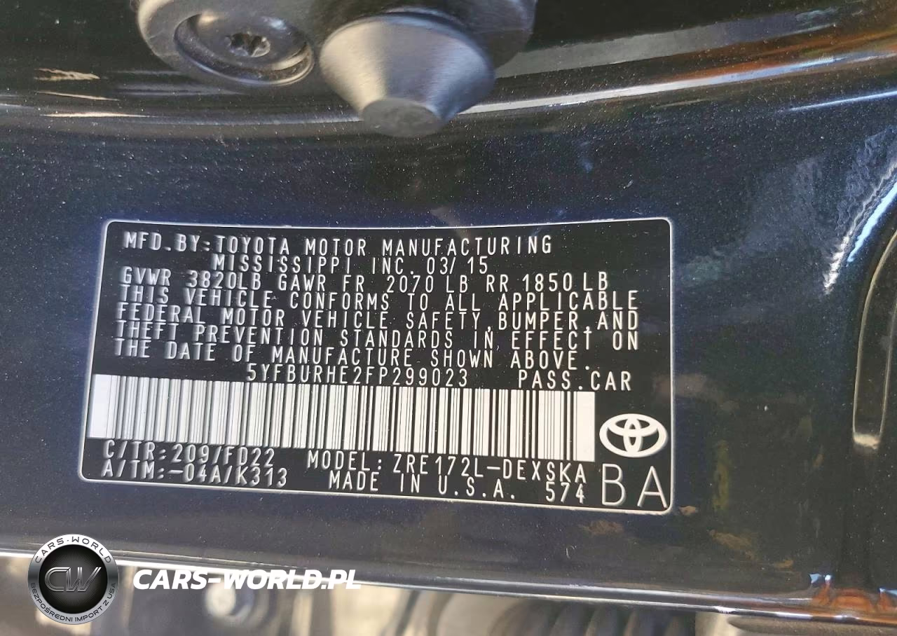 2015 Toyota Corolla S Plus VIN:5YFBURHE2FP299023 - 12