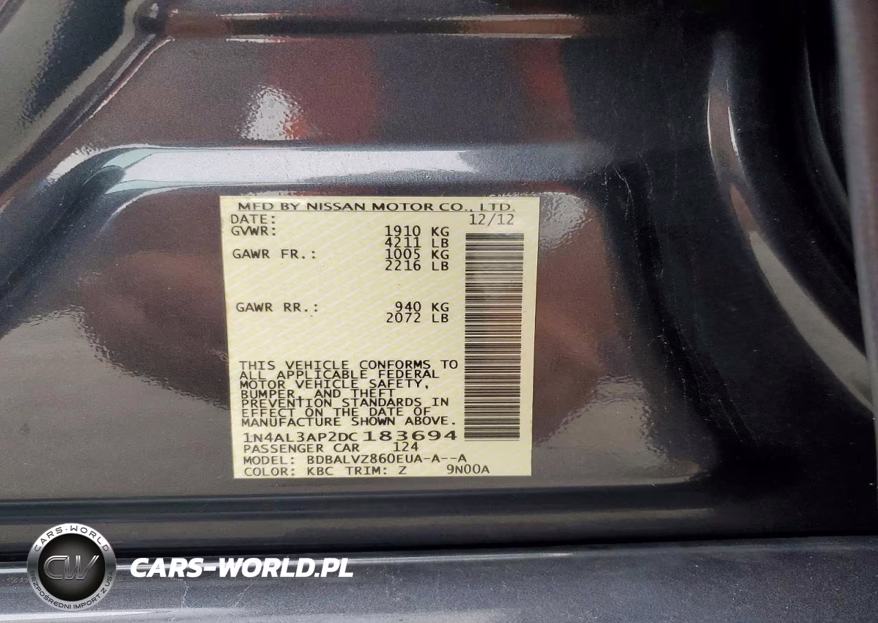 2013 Nissan Altima 2.5 VIN:1N4AL3AP2DC183694 - 12