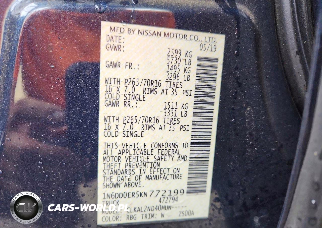 2019 Nissan Frontier Sv VIN:1N6DD0ER5KN772199 - 13