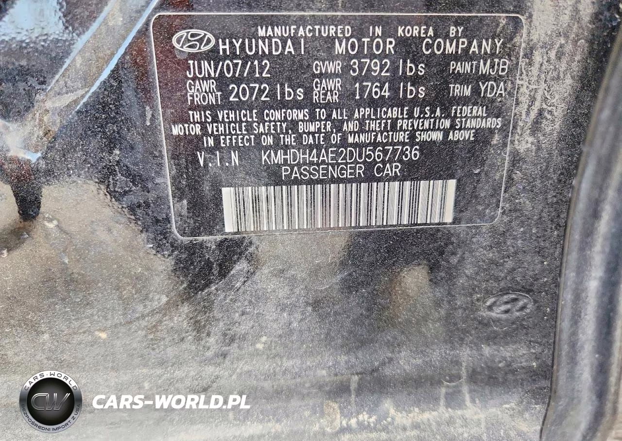 2013 Hyundai Elantra Gls VIN:KMHDH4AE2DU567736 - 12