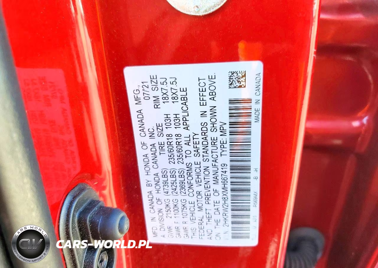 2021 Honda Cr-V Exl VIN:2HKRW2H8XMH667419 - 13
