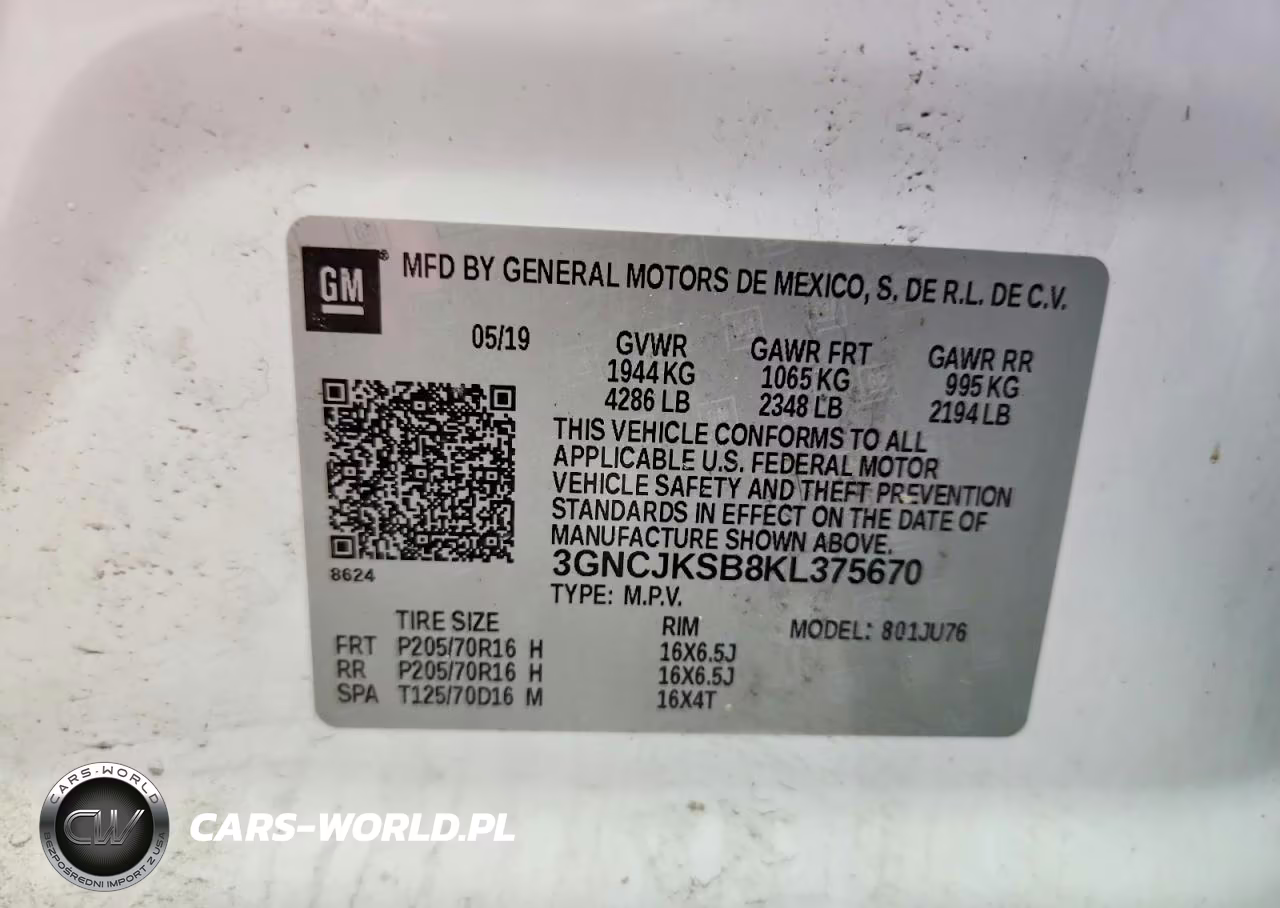 2019 Chevrolet Trax Ls VIN:3GNCJKSB8KL375670 - 13