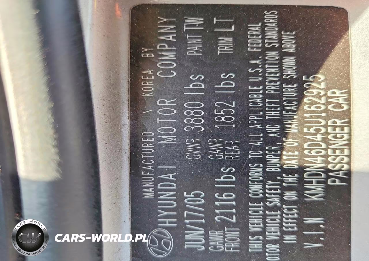 2005 Hyundai Elantra Gls VIN:KMHDN46D45U162925 - 12