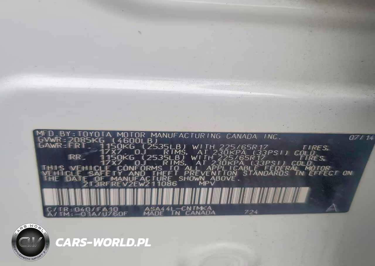 2014 Toyota Rav4 Xle VIN:2T3RFREV2EW211086 - 13