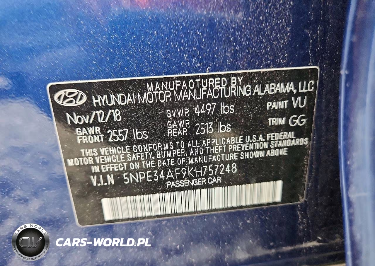 2019 Hyundai Sonata Sel VIN:5NPE34AF9KH757248 - 12