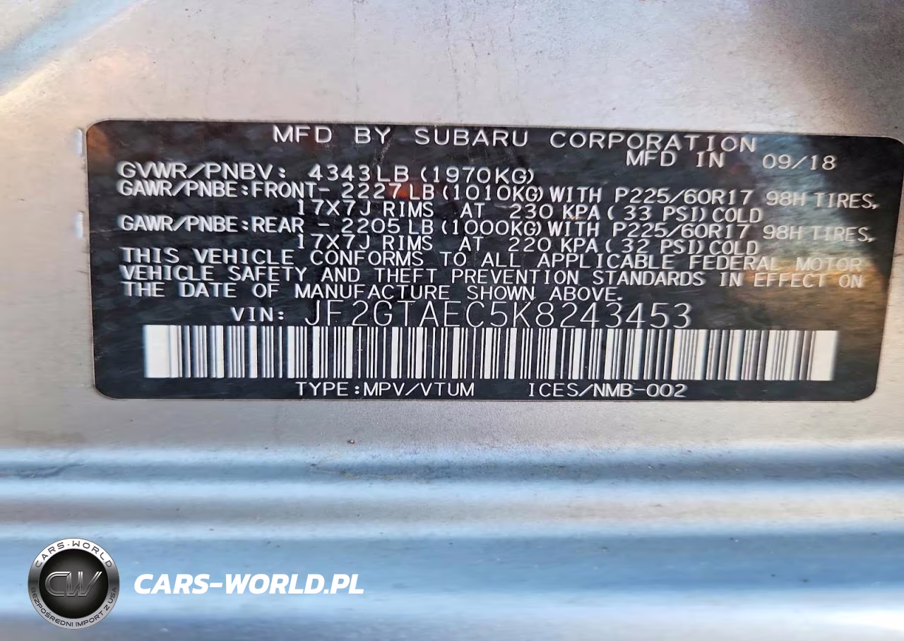2019 Subaru Crosstrek Premium VIN:JF2GTAEC5K8243453 - 12