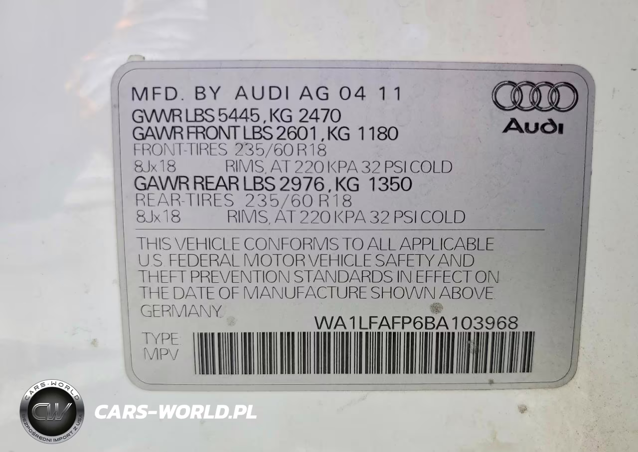 2011 Audi Q5 Premium Plus VIN:WA1LFAFP6BA103968 - 12