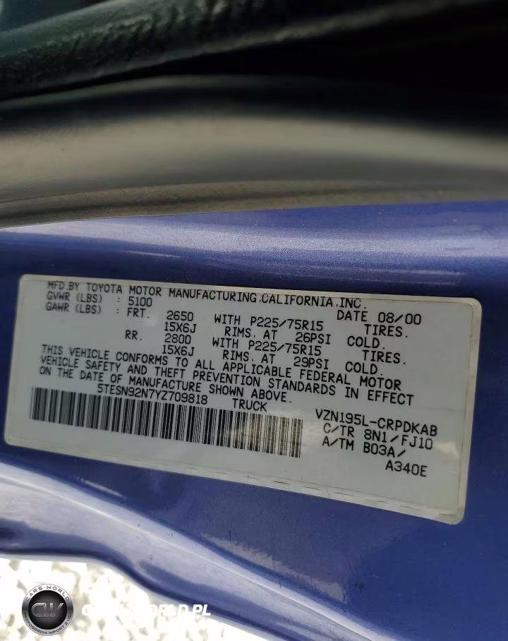 2000 Toyota Tacoma Xtracab Prerunner VIN:5TESN92N7YZ709818 - 12