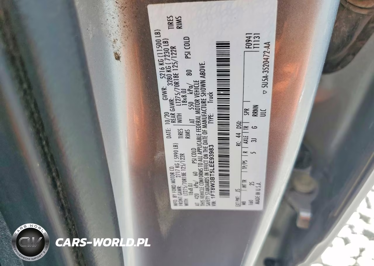 2020 Ford F350 Super Duty VIN:1FT8W3BT5LEE93983 - 12