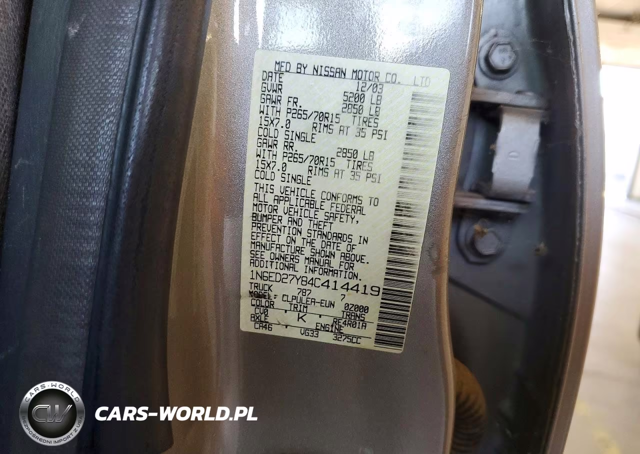 2004 Nissan Frontier Crew Cab Xe V6 VIN:1N6ED27Y84C414419 - 12