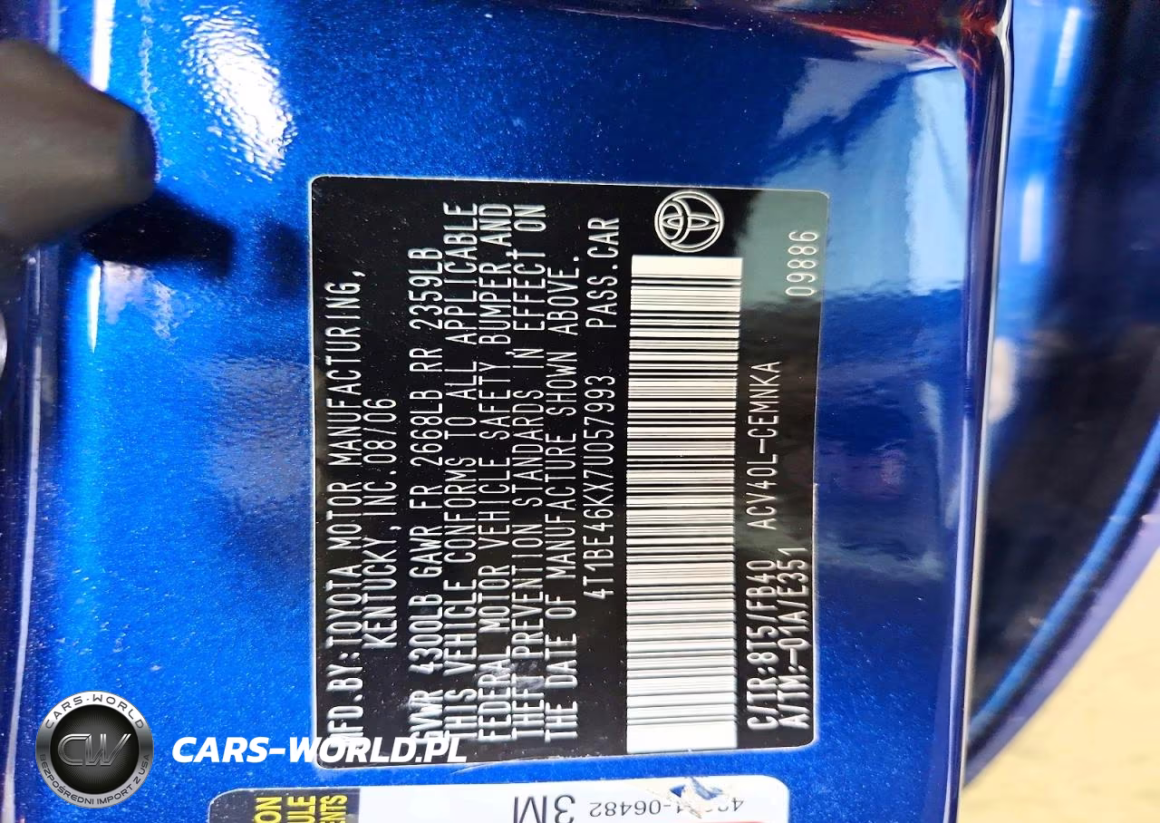 2007 Toyota Camry Ce VIN:4T1BE46KX7U057993 - 12