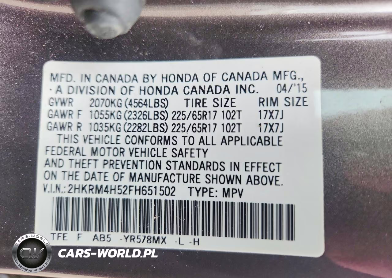 2015 Honda Cr-V Ex VIN:2HKRM4H52FH651502 - 12
